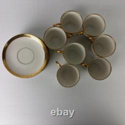 Antique M. Redon Limoges Demitasse Cups Saucers Set of Seven White Gold France