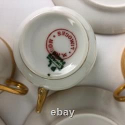 Antique M. Redon Limoges Demitasse Cups Saucers Set of Seven White Gold France