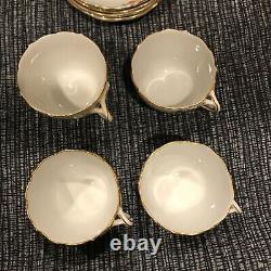 Antique Meisen Demitasse Cup & Saucer Scattered Flowers Gold Trim