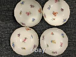 Antique Meisen Demitasse Cup & Saucer Scattered Flowers Gold Trim