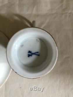 Antique Meissen Cobalt Blue Gold Tea Cup Saucer Swan Handle