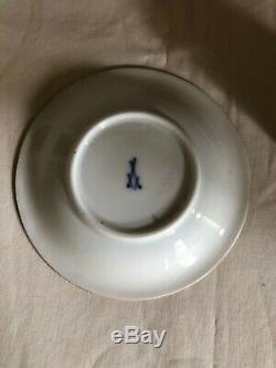 Antique Meissen Cobalt Blue Gold Tea Cup Saucer Swan Handle