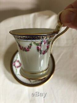 Antique Meissen Cobalt Blue Gold Tea Cup Saucer Swan Handle