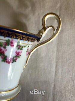 Antique Meissen Cobalt Blue Gold Tea Cup Saucer Swan Handle