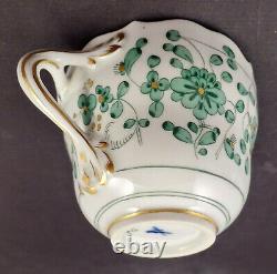 Antique Meissen Demitasse Cup & Saucer, Green Floral & Gold
