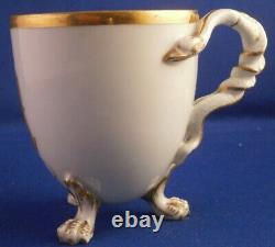 Antique Meissen Porcelain Letter M Snake Handle Cup & Saucer Porzellan Tasse
