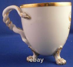Antique Meissen Porcelain Letter M Snake Handle Cup & Saucer Porzellan Tasse