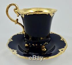 Antique Meissen Tea Cup & Saucer, Cobalt, Footed
