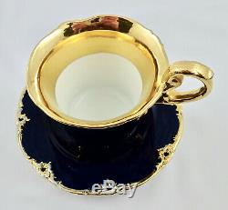 Antique Meissen Tea Cup & Saucer, Cobalt, Footed