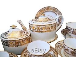 Antique Miles Mason Gold & White 19 Piece Georgian 1805 Tea Set Pattern N250