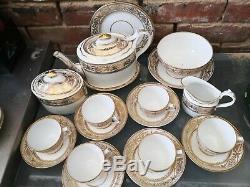 Antique Miles Mason Gold & White 19 Piece Georgian 1805 Tea Set Pattern N250