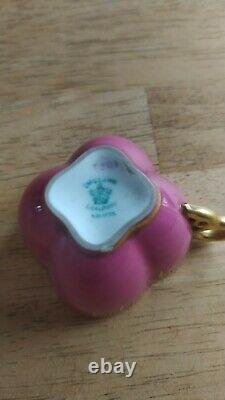 Antique Miniature Coalport Pink Tea Cup & Saucer Set. Gold Jewel, quatrefoil duo