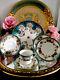 Antique Minton Celeste Blue Tea Cup Saucers Display Plate Roses Gold Set Read