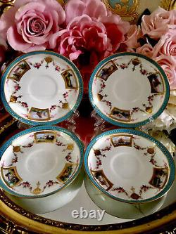 Antique Minton Celeste Blue Tea Cup Saucers Display Plate Roses Gold Set READ