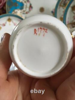 Antique Minton Celeste Blue Tea Cup Saucers Display Plate Roses Gold Set READ