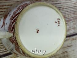 Antique Minton Teacup Saucer Japanese Crane Red Gold Christopher Dresser #1865