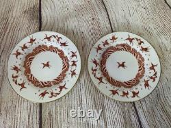 Antique Minton Teacup Saucer Japanese Crane Red Gold Christopher Dresser #1865