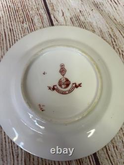 Antique Minton Teacup Saucer Japanese Crane Red Gold Christopher Dresser #1865