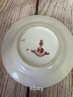 Antique Minton Teacup Saucer Japanese Crane Red Gold Christopher Dresser #1865