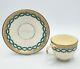 Antique Minton Split Handle Cup And Saucer With Turquoise And Gold Bands C1850