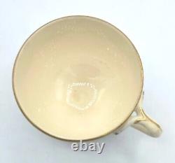 Antique Minton split handle cup and saucer with turquoise and gold bands c1850