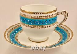 Antique Mintons Tea Cup & Saucer, Jeweled, Celeste Blue French Enamel