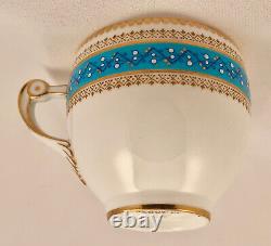 Antique Mintons Tea Cup & Saucer, Jeweled, Celeste Blue French Enamel