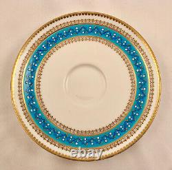 Antique Mintons Tea Cup & Saucer, Jeweled, Celeste Blue French Enamel