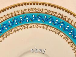 Antique Mintons Tea Cup & Saucer, Jeweled, Celeste Blue French Enamel