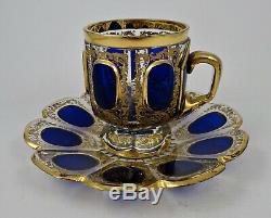 Antique Moser Glass Cup & Saucer Cabochon Panel