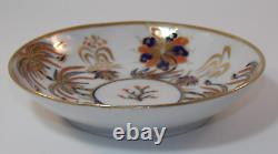 Antique New Hall Patt 484 Palm Trees Gilded Trio Tea Coffee Cup Saucer c1810 VGC