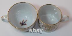 Antique New Hall Patt 484 Palm Trees Gilded Trio Tea Coffee Cup Saucer c1810 VGC