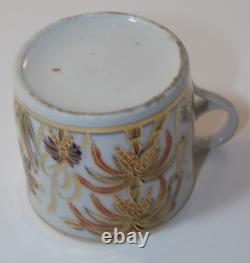 Antique New Hall Patt 484 Palm Trees Gilded Trio Tea Coffee Cup Saucer c1810 VGC