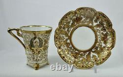 Antique Nippon Chocolate Cup & Saucer, Jeweled