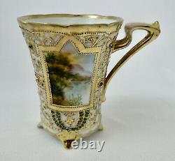 Antique Nippon Chocolate Cup & Saucer, Jeweled