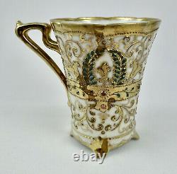 Antique Nippon Chocolate Cup & Saucer, Jeweled