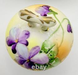Antique Nippon Violets Gold Floral Chocolate Pot Cups & Saucers Hand Painted