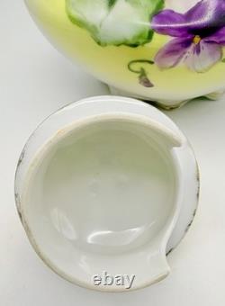 Antique Nippon Violets Gold Floral Chocolate Pot Cups & Saucers Hand Painted