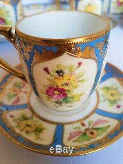 Antique Noritake H/ Painted Gold Moriage Vintage Tea / Coffee Set Cups & Saucers