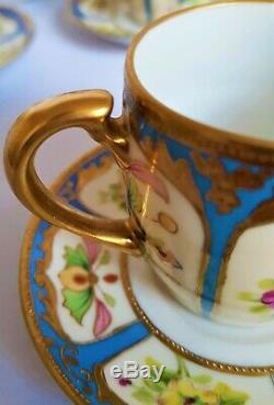 Antique Noritake H/ Painted Gold Moriage Vintage Tea / Coffee Set Cups & Saucers