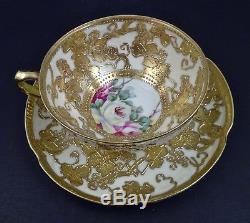 Antique Noritake Nippon Coffee Cup & Saucer, Roses & Opulent Gold