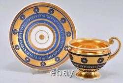 Antique Old Paris Porcelain Empire France Gilt Gold Cup and Saucer