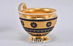 Antique Old Paris Porcelain Empire France Gilt Gold Cup and Saucer