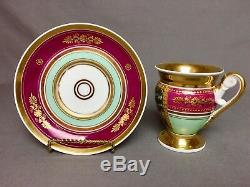 Antique Old Paris Tea/Coffee Cup & Saucer (c. 1840) Magenta Mint Lots of Gold