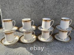 Antique Paragon Athena Fine Bone China Gold Trim Coffee Cups Saucers Set Six