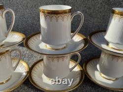 Antique Paragon Athena Fine Bone China Gold Trim Coffee Cups Saucers Set Six