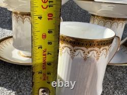 Antique Paragon Athena Fine Bone China Gold Trim Coffee Cups Saucers Set Six
