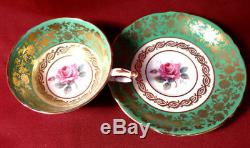 Antique Paragon Gold & Roses Green Tea Cup & Saucer