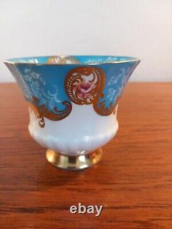 Antique Paragon tea cup and saucer Turquoise and gold Rose, Flowers