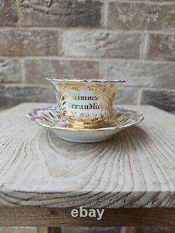 Antique Pirkenhammer Fischer & Reichenbach Cabinet Cup & Saucer Lavender & Gold